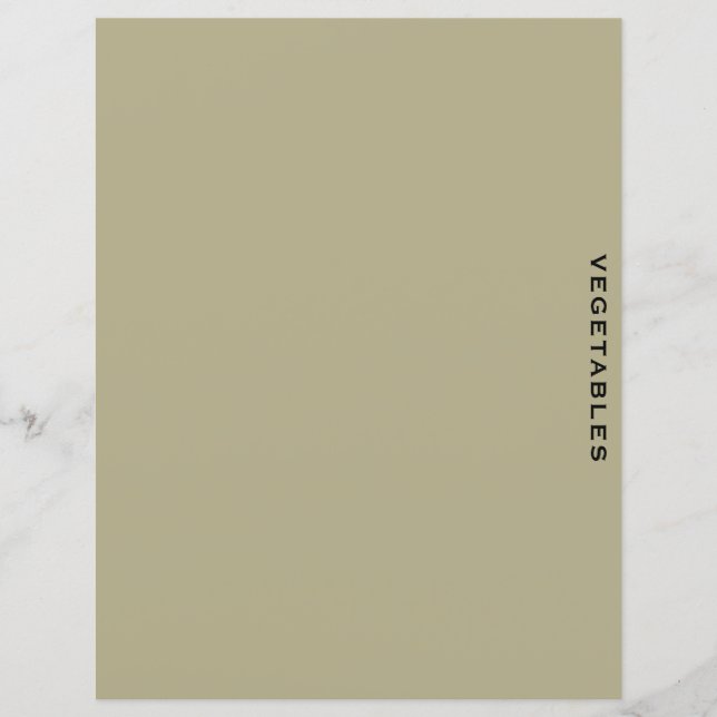 Lámina Divisor de recetas | Masaje y negro | Verduras (Anverso)