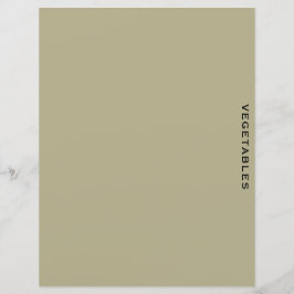 Lámina Divisor de recetas | Masaje y negro | Verduras