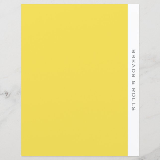 Lámina Divisor de recetas | Panes y rollos | Amarillo sen (Anverso)