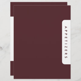 Lámina Divisor de recetas para galas / Aperitivos / Perso