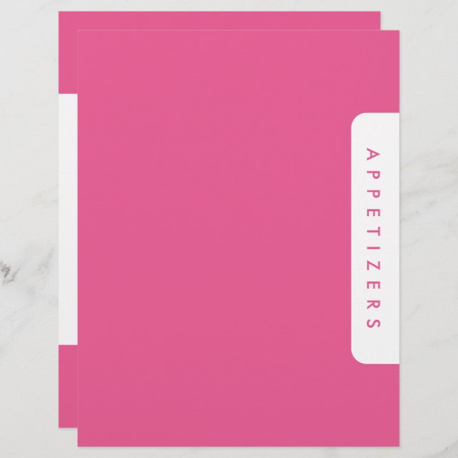 Lámina Divisor de recetas para galas / Aperitivos / Perso (Anverso / Reverso)