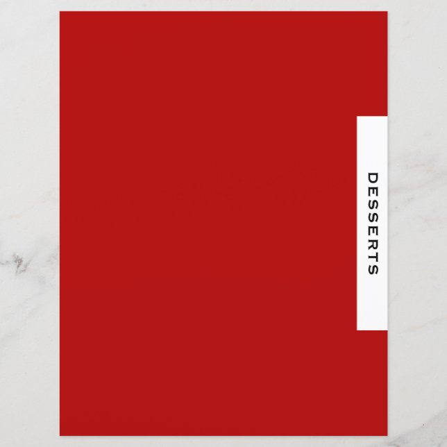 Lámina Divisor de recetas | Postres | Blanco y negro rojo (Anverso)