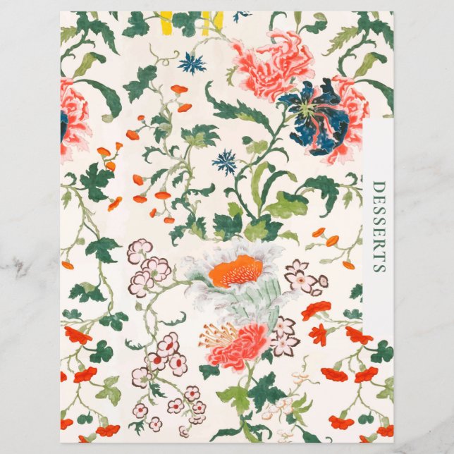 Lámina Divisor de recetas | Postres | Floral elegante (Anverso)