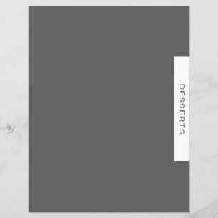 Lámina Divisor de recetas   Postres   Gris y blanco