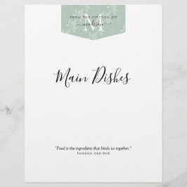 Lámina Divisor de recetas verdes Verde azuladas florales 