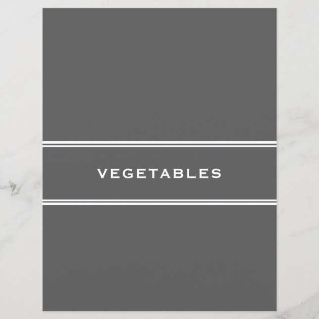 Lámina Divisor de recetas | Verduras | Gris (Anverso)