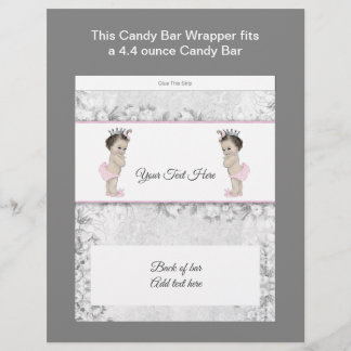 Lámina Doble princesa Baby Shower Candy Bar Wrapper