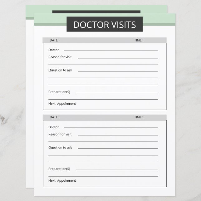 Lámina Doctor visit planner template (Anverso / Reverso)