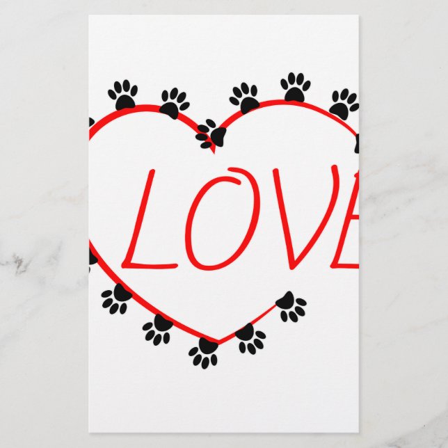 Lámina Dog Paws Red Heart Love (Anverso)