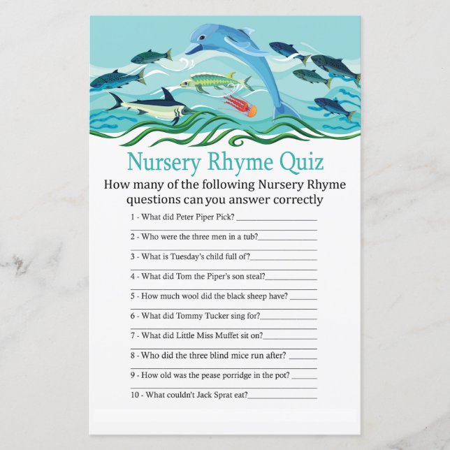 Lámina Dolphin Nursery Rhyme Prueba de bebé juego de duch (Anverso)