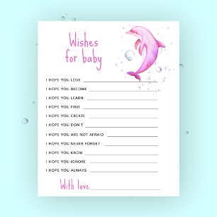 Lámina Dolphin rosa acuarela - oraciones para el bebé