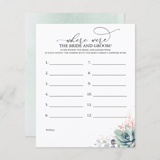 Lámina Dónde estaba el juego de fotos BRIDE y GROOM (Anverso / Reverso)