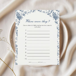 Lámina ¿Dónde estaban los Bridal Shower Game Blue Floral?