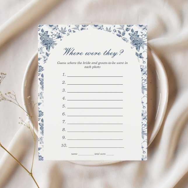 Lámina ¿Dónde estaban los Bridal Shower Game Blue Floral? (Where were they bridal shower game something blue before i do chinoiserie floral elegant)