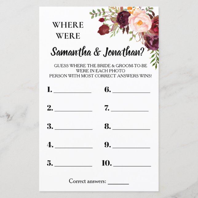 Lámina ¿Dónde estaban los juegos de ducha de novia de Mar (Anverso)