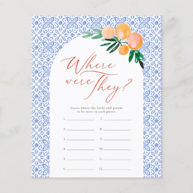 Lámina ¿Dónde estaban los Naranjas Spritz Bridal Shower G (Anverso)