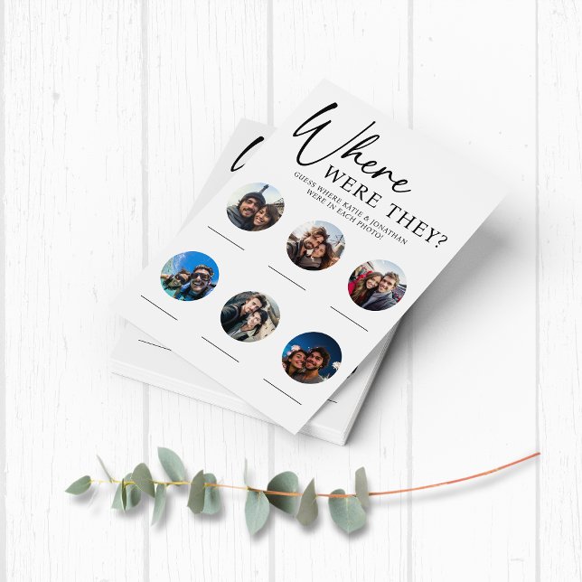 Lámina Dónde estaban los partidos de compromiso Boda (Where Were They Wedding Engagement Party Game)