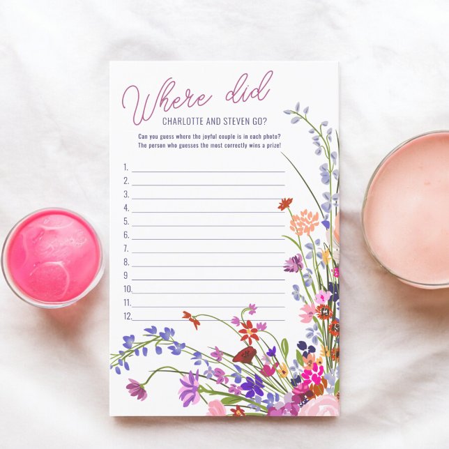 Lámina ¿Dónde fueron las flores silvestres el juego de la (Where did they go wild flowers bridal shower game)