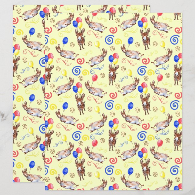 Lámina Donkey Scrapbook Paper in Yellow (Anverso / Reverso)