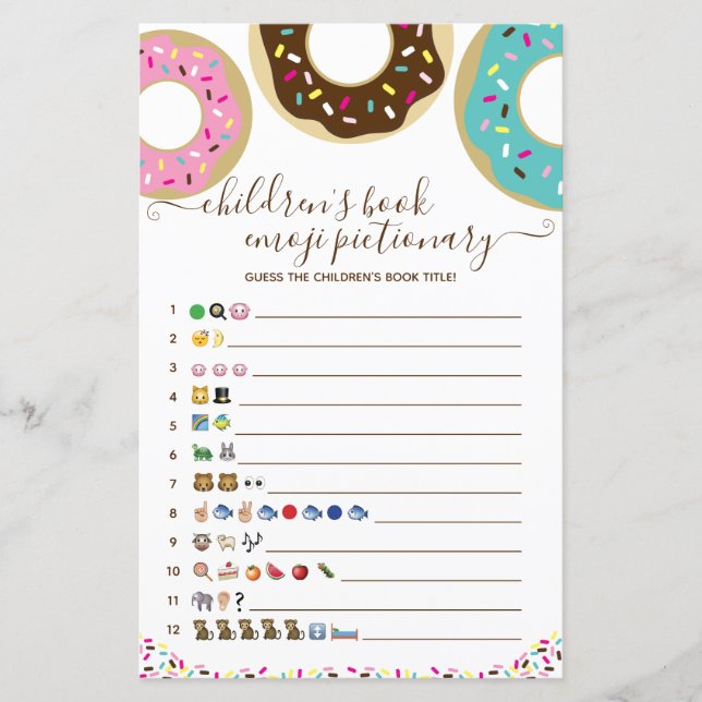 Lámina Donut salpicado con amor Emoji de libros para niño (Anverso)