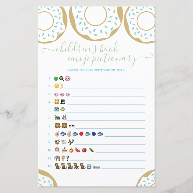 Lámina Donut salpicado con amor Emoji de libros para niño (Anverso)