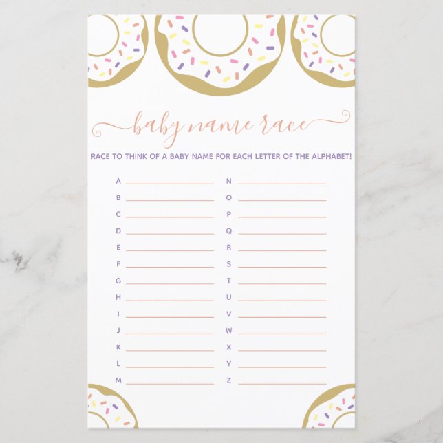 Lámina Donut salpicado con amor Nombra Raza Juego (Anverso)