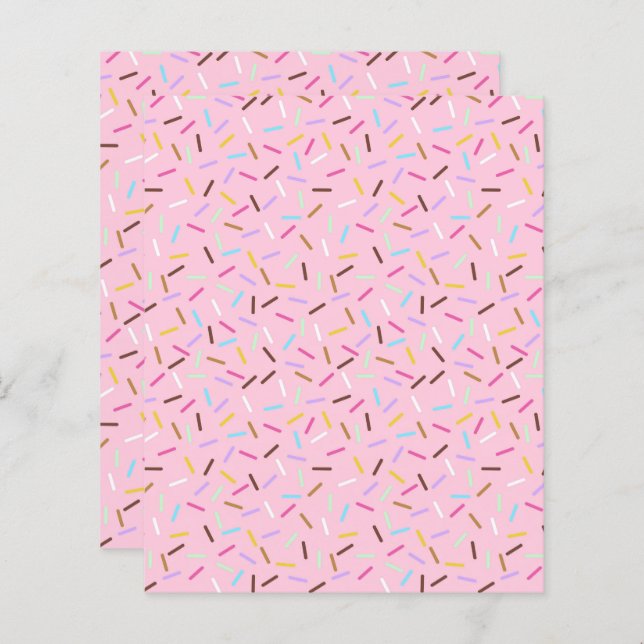 Lámina Donut Sprinkles Scrapbook Paper Pink Craft Paper (Anverso / Reverso)