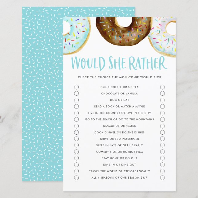 Lámina Donuts azules y de chocolate prefieren a mamá juga (Anverso / Reverso)