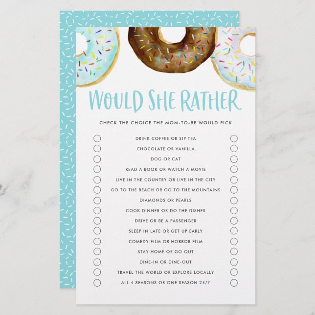 Lámina Donuts azules y de chocolate prefieren a mamá juga (Anverso / Reverso)