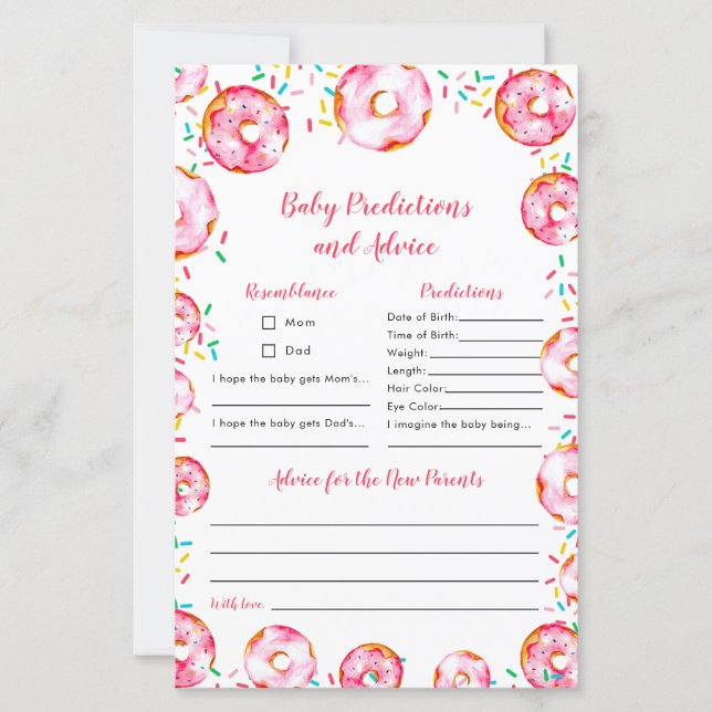 Lámina Donuts Diapers Baby Predictions Advice Game (Anverso)