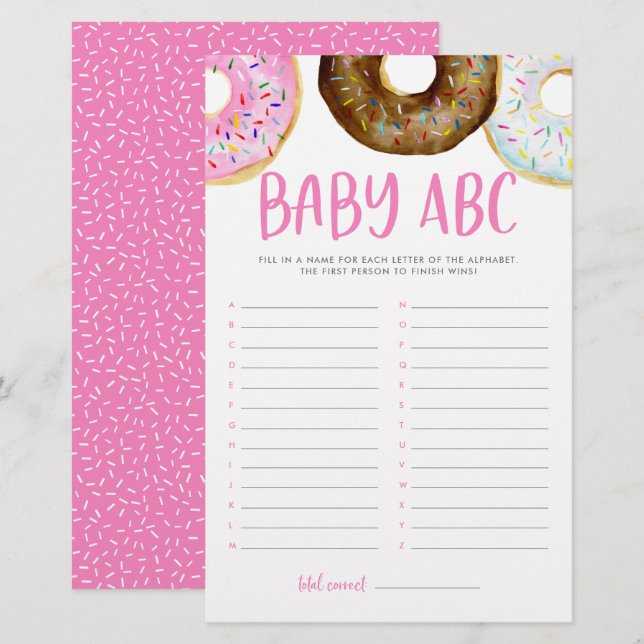 Lámina Donuts rosados y chocolate en Baby Shower (Anverso / Reverso)