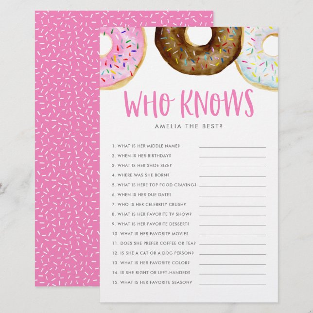 Lámina Donuts rosados y de chocolate que conocen mejor a  (Anverso / Reverso)