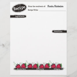 Lámina doodle fresas frutales refrigerios receta de membr