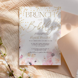 Lámina Dorado floral brunch burbujeante ducha de novia pr