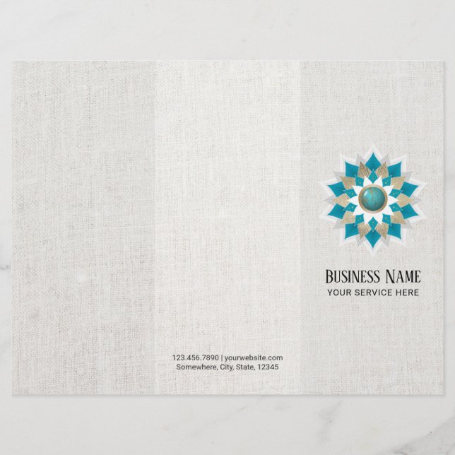 Lámina Dorado y Verde azulado Lotus Flor Mandala Elegante (Anverso)