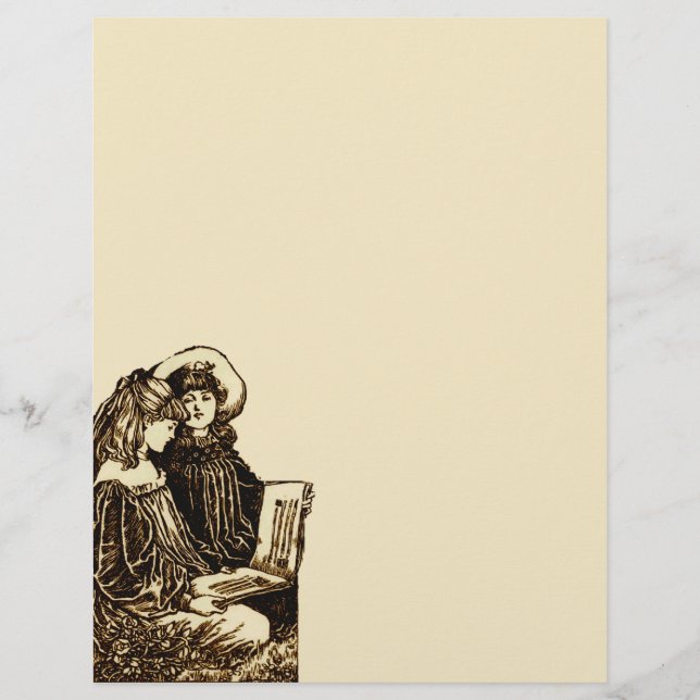 Lámina Dos Chicas de época leyendo (Anverso)