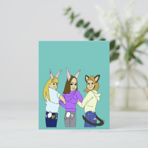 Lámina Dos conejitos y un gatito