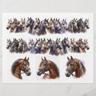 Lámina Dos filas más 3 caballos únicos y hermosos