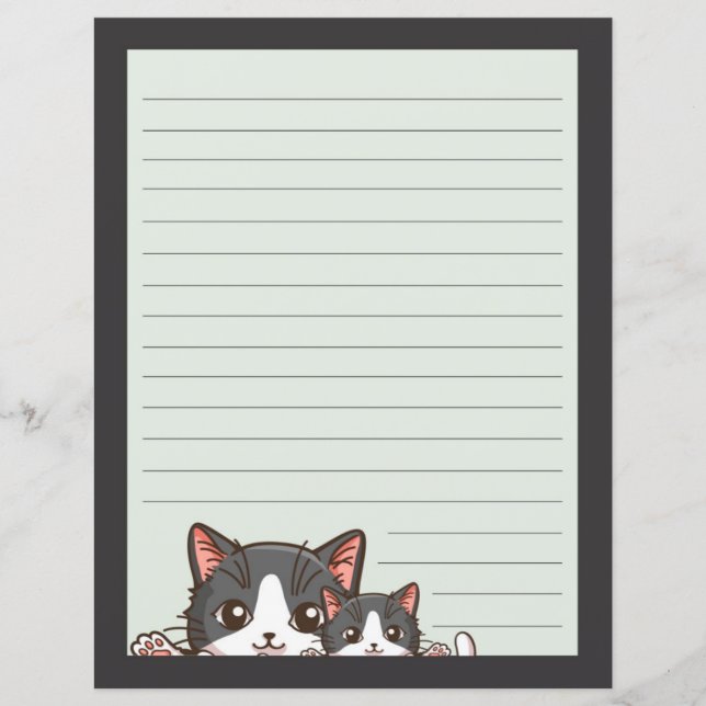 Lámina Dos gatitos grises alineados con papel gris (Anverso)