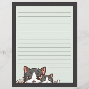 Lámina Dos gatitos grises alineados con papel gris
