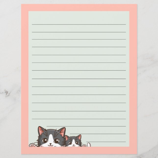 Lámina Dos gatitos grises sobre papel alineado (Anverso)