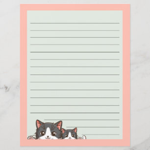 Lámina Dos gatitos grises sobre papel alineado