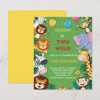Lámina Dos invitaciones salvajes de Safari para el segund