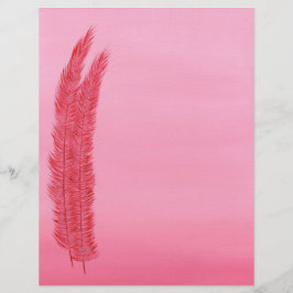 Lámina Dos plumas rojas Papel de estacionería rosada