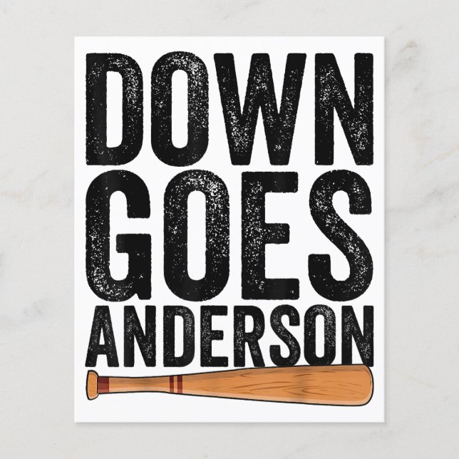 Lámina DOWN GOES ANDERSON FUNNY BASEBALL regalo ANDERSON (Anverso)