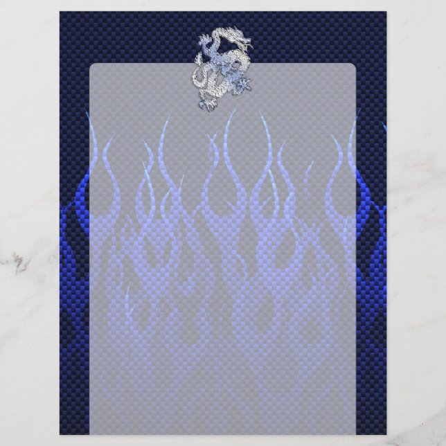 Lámina Dragón azul en las llamas cromadas de las carreras (Anverso)