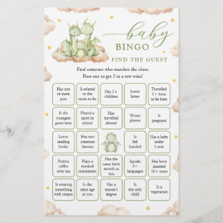 Lámina Dragon Baby Shower Encuentra el juego de bingo inv