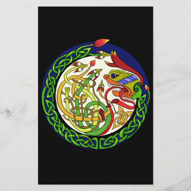 Lámina Dragón de nudo celta Mandala (Anverso)