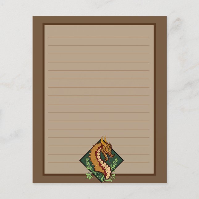 Lámina Dragón marrón estilizado (Anverso)