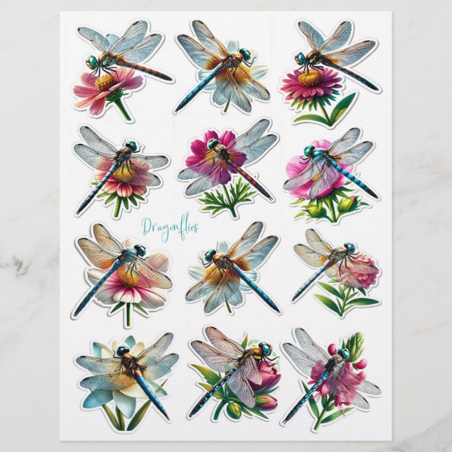 Lámina Dragonflies on Flowers Embellishers (Anverso)